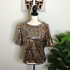H&M Gold Sequin Top